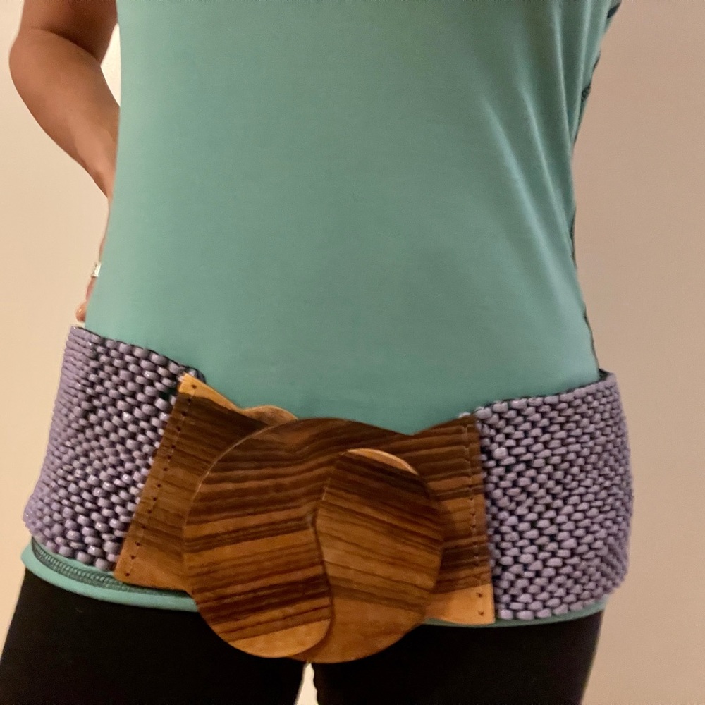 Wide purple/ lilac beaded and wooden belt